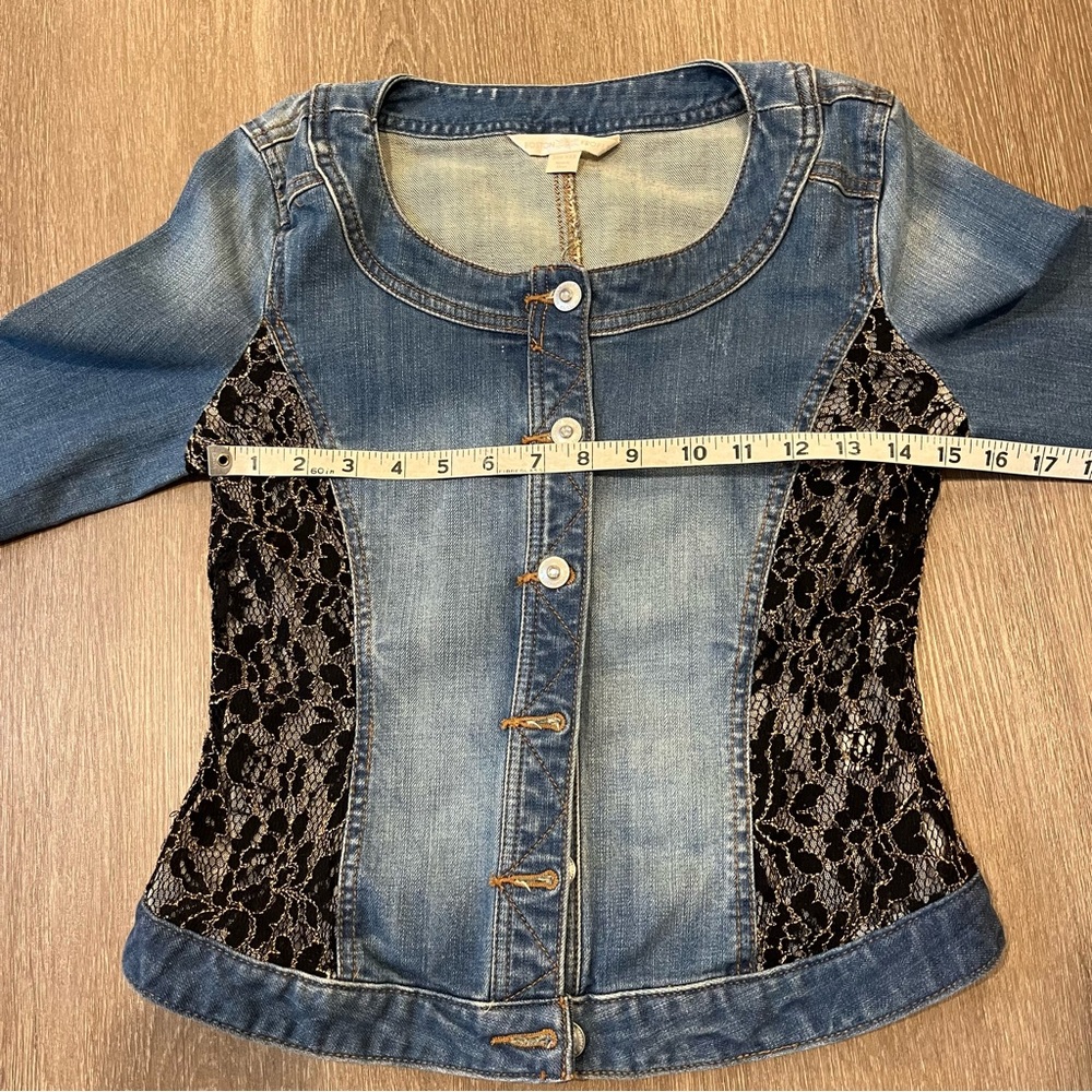 Vintage 90s Boston Proper Lace and Denim Jacket - Picture 4 of 14